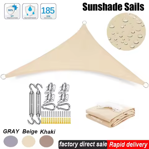 Multi-size Triangle Sun Shade Sail Waterproof Outdoor Garden Patio Party Sunscreen Awing Sun Canopy 