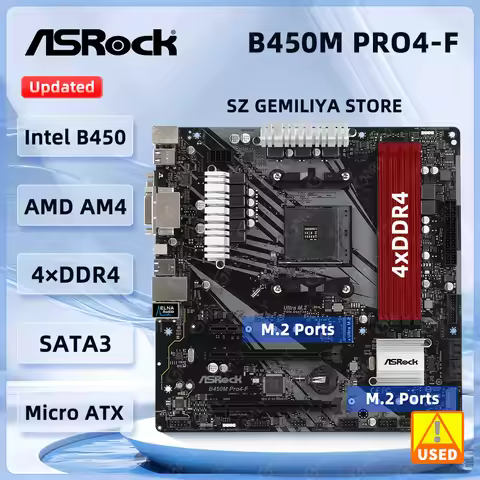 ASRock B450M Pro4-F B450 B450M Motherboard AM4 DDR4 64GB Ultra M.2 support Ryzen 5 5600 4300GE 2600 