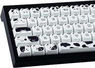 TYRIXKI PBT Keycaps 135 Keys Black and White Cat Cute Cat Shape keycaps Set Dye-Sublimation Mao Profile Custom Keycaps for Cherry Gateron MX Swithes Mechanical Keyboards