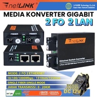 NETLINK Media converter Gigabit 2 FO / 4 FO/ 6 FO 2 LAN 10/100/1000M Fiber Optic