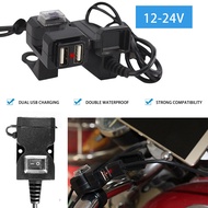 12V-24V Dual USB Port Waterproof Motorcycle Handlebar Adapter Power Supply Charger Switch Accessories For Phone
