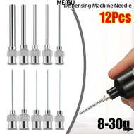 MEIGU 12Pcs Dispensing|Needle, Stainless Steel Metal Industrial Glue Injection Needle, 25mm 8G-30G F
