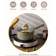 Carote Cosy Green Non Stick Saucepan 18CM Milkpan with Lid PFOA Free Non-Stick Coating Olive Oil Ext