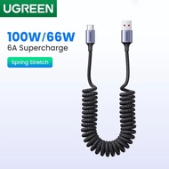 UGREEN Type C Cable 6A USB-A to USB C Spring Pull Android Phone Fast Charging Cable For Xiaomi