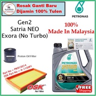 Proton Gen2 Exora Satria NEO - OSK Air Filter + Proton Oil filter + Petronas Engine Oil -  Syntium 800 10W-40