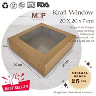Box 20x20 Kraft WINDOW Box Tart Rice Cake Box Cake Bread Laminate Food Grade Mica Box
