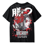 Uncanny Tribe Premium Jap Art Geisha Unisex White / Black T Shirt