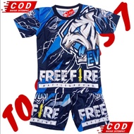 NEW BOYS' FF FREE FIRE ESPORT GAMING SHIRT SET FULL PRINTING FINE / LATEST EVOSS KIDS' FF FREE FIRE 