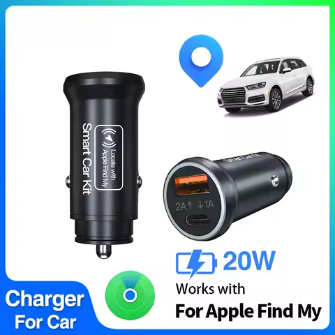 CD 2in1 Car Charger Mini Locator Tracker USB Type C QC3.0 for iPhone Official Find My App 20W Phone 