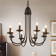 American Country Iron Chandelier European-Style Living Room Dining Room Bedroom Pastoral Study Balcony Modern Simple Retro Lamps