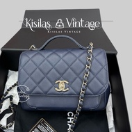 Chanel Caviar Affinity 藍色金扣