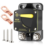 【WVH】-60 Amp Circuit Breaker DC 12V-48V Fuse with Manual Reset Switch for RV Car Audio Boat Trolling