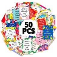 50pcs Uplifting Positive Affirmation Cards Mini Note Card for Lunch Box Colorful Motivational Cards 