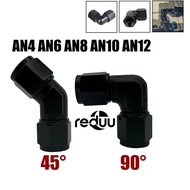 AN4 AN6 AN8 AN10 12AN Female to 4 6 8 10 12AN Female Thread 45° 90° Degree Hose End Pipe Swivel Coup