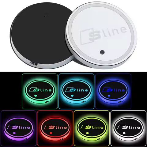 1/2PCS Luminous Car Coaster Water Cup Holder Non Slip Pads Mats For Audi SLine B5 B6 B7 B8 B9 A3 C6 