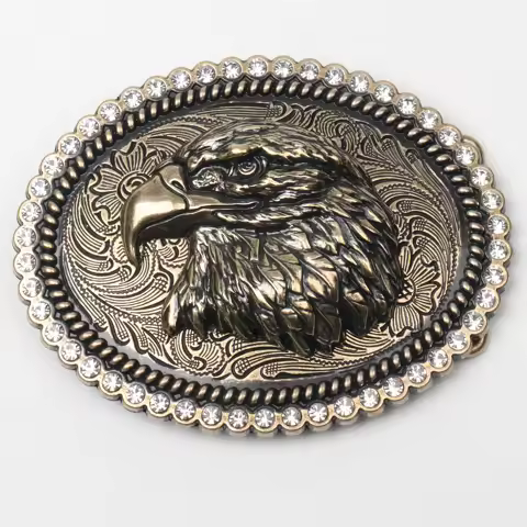 A Belt Buckle Head - A Western Cowboy-Style Belt Buckle Head - A Metal Buckle Head