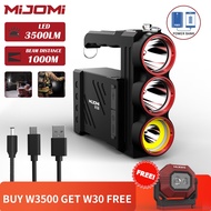 MIJOMI W3500 Flashlight 3500 Lumen Ultra-Bright Rechargeable Spotlight COB Work Light With 80 Lumens