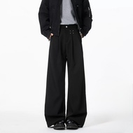 Jies Embroidery Semi-Elastic High Waist Suit Pants J019