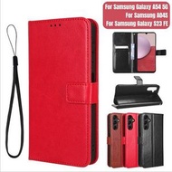 其他品牌 - [棕色] [適用於三星Galaxy A54 5G] 手機殼 翻蓋手機套 掛繩三插卡手機皮套