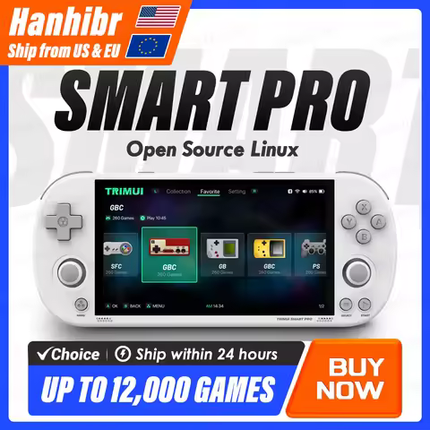 Trimui Smart Pro Handheld Game Console 4.96'' IPS Screen Linux System Joystick RGB Lighting Trimui R