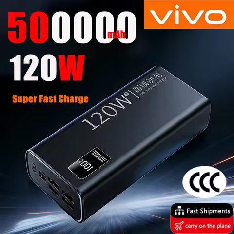 VIVO 500000mAh Portable Power Bank For Xiaomi Super Fast Charging 120W Large Capacity Battery Chargi