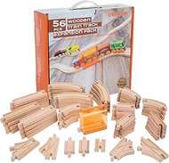 Orbrium 56 Piece Wooden Train Track Expansion Pack With Tunnel Compatible Thomas Wooden Railway Brio Chuggington Imaginarium Set.