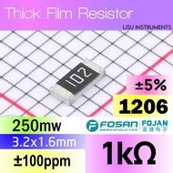 1k 1206 ±5% SMD Thick Film Resistor 102 FRC1206J102 TS FOJAN
