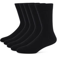 5 Pairs Mens Dress Socks stripe Plus Size，High Quality Combed Cotton Crew Socks，Black Cool Breathable Casual Socks for men