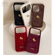 Flash Diamond Velvet Golden Horse Collection Shock-Resistant Case Suitable For iPhone 17 16 15 14 13