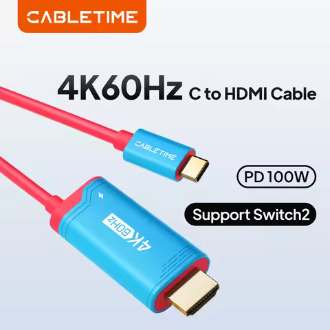 CABLETIME Type C to HDMI Cable Switch 2 HDMI Adapter 4K 60Hz HDR PD 100W for PS4/5 Laptops Nintendo 