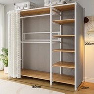 Simple Wardrobe Bedroom and Household Cloakroom Shelf Corner Wardrobe Durable Open Assembled Metal Wardrobe