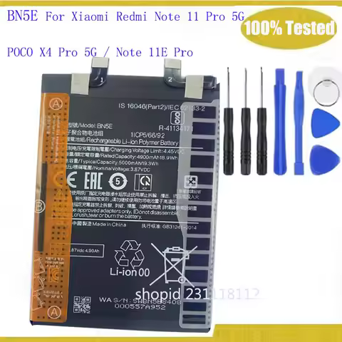 2025 Years BN5E Battery For Xiaomi Redmi Note 11 Pro 5G / POCO X4 Pro 5G / Note 11E Pro Phone Batter