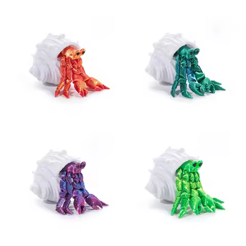 3D Printed Articulated Hermit Crab Figurines Detachable Movable Joints Hermit Crab Model Desktop Dec