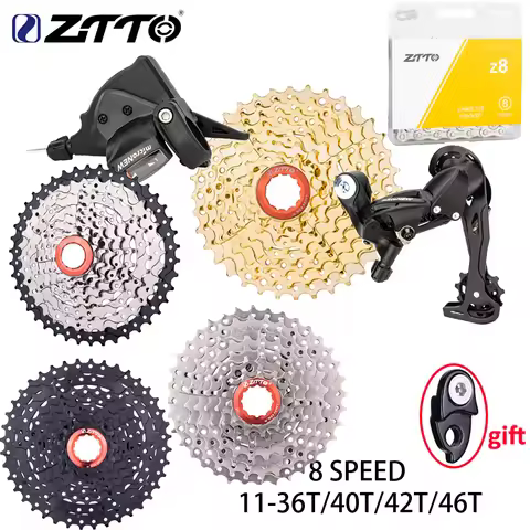 ZTTO MTB 8 Speed Shifter GroupSet 1X8 Shifter Rear Derailleur 8V 11-36T/40T/42T/46T Cassette 8S Curr