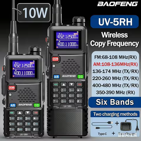 New New New Baofeng Uv 5Rh 10W Air Band Walkie Talkie Long Range Yes Good Good Good Type-C Baofeng U