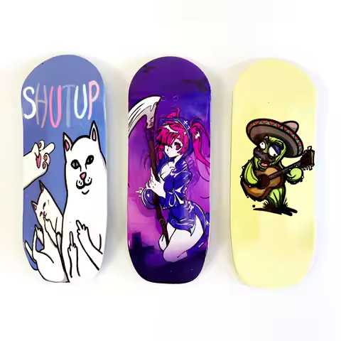 35mm Fingerboard Deck New Shape with Real Wear Graphic for Professional Finger Skateboard