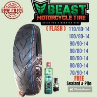 BEAST TIRE size 14 Tubeless (FREE SEALANT &amp; PITO) for click, beat, Mio, Skydrive and other size 14