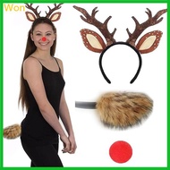 Won Deer Ear Headband Deer Tail Deer Nose for Women Girl Cosplay Party Photography