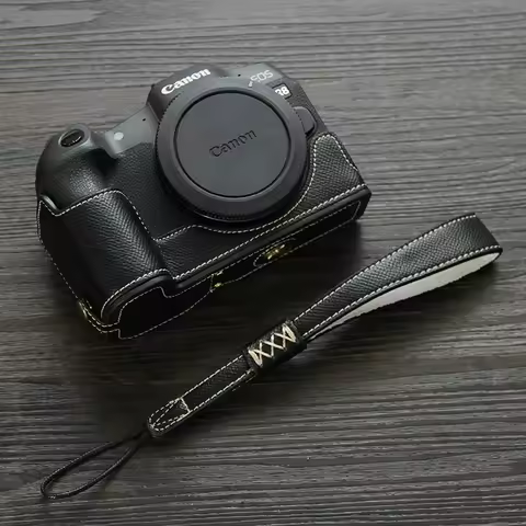 Half Bottom Case for Canon EOS R8 RP Camera PU Leather Base Mount Protective Cover Anti-lost Hand St