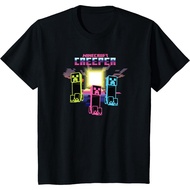 boy t-shirt เสื้อยืด พิมพ์ลายโปสเตอร์ Minecraft Creeper Bright Neon สําหรับเด็ก