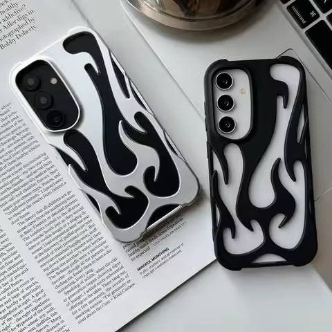 For Samsung Galaxy S25 S24 S23 Ultra A55 A54 A15 A16 A26 A26 A56 5G Phone Case 3D Flame Hollow Out M