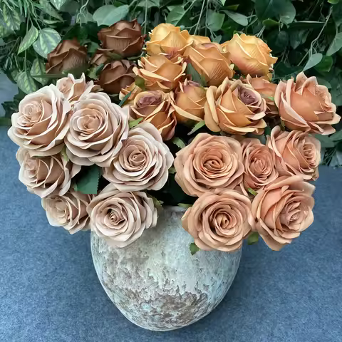 9 heads and 1 bouquet of roses, artificial flower bouquet, party, wedding scene, display room, home