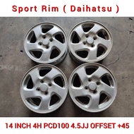 Daihatsu Sport Rim 14 INCH 4H PCD100 4.5JJ Offset +45 Can For Perodua Axia Kelisa Kenari Viva Myvi