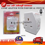 13A 3 WAY ADAPTER EXTENSION SOCKET MULTI ADAPTOR MULTI GANG SOCKET TRAVEL / UNIVERSAL (SIRIM APPROVE