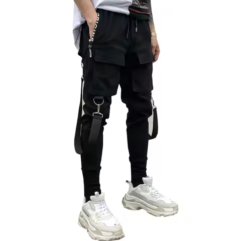 drop shipping Men Sweatpants Muti Chains Design Mens Joggers Harem Pants Multi-pocket Pencil Jogger 