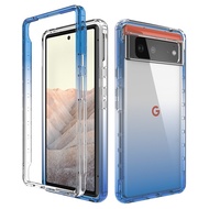 Google Pixel 6 / Pixel 6 Pro Full Body Hybrid Rugged Shockproof Gradient Clear Back Case Cover