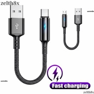 ZELTH USB Type C Cable, Short Fast Charging Micro USB Cable, Nylon 25cm Portable Fast Charging Cable