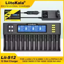 LiitoKala Lii-S12 Multifunctional Battery Charger 12 slot For 1.2V 3.8V 3.2V 3.7V NiMH/Cd 9v 21700 1