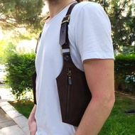 Steampunk Medieval Leather Shoulder Bag Vintage Phone Case Wallet Double Pocket Holster Festival Vik