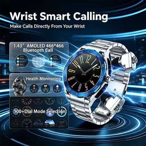 TWS 2-in-1 GEJIAN Bluetooth Smart Watch Smart Watch AMOLED Screen NFC Breathing Training Exercise Ru